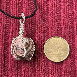 Pendant - pink rhodonite crystal